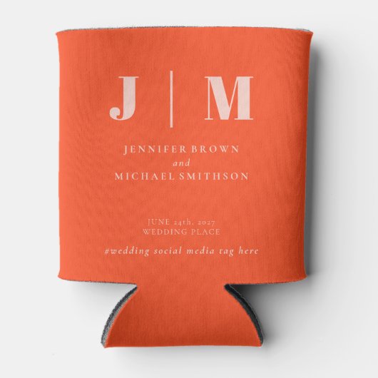 Minimalist Orange Pink Drink Wedding 缶クーラー (正面)