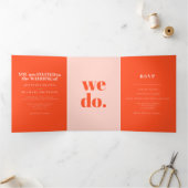 Minimalist Orange Pink Formal Wedding 三つ折りカード (内部)
