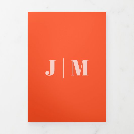 Minimalist Orange Pink Formal Wedding 三つ折りカード (カバー)
