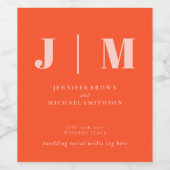 Minimalist Orange Pink Simple Drink Wedding day ワインラベル (シングルラベル)