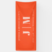 Minimalist Orange Pink Simple Wedding day party 横断幕 (縦)