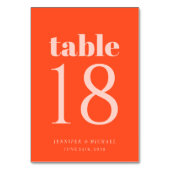 Minimalist Orange Pink Simple Wedding Seating テーブルナンバー (裏面)