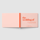 Minimalist Orange Pink Swash Wedding ゲストブック (全面)