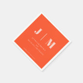 Minimalist Orange Pink Wedding スタンダードカクテルナプキン (角)