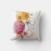 Minimalist Orchid Line Art Throw Pillow クッション (正面)