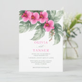 Minimalist Orchid Wedding Invitation Pink Green El 招待状 (スタンド正面)