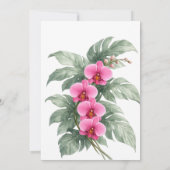 Minimalist Orchid Wedding Invitation Pink Green El 招待状 (裏面)