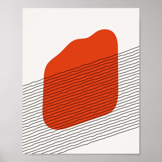 Minimalist Organic Shape and Line Art Abstract ポスター (正面)