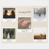 Minimalist Our Story Photo Timeline 5 Polaroid フリースブランケット (正面(横))
