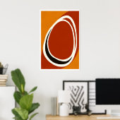 Minimalist Oval Wall Art, Bold Line Work, Negative ポスター (ホームオフィス)