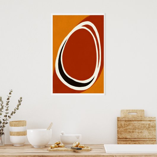 Minimalist Oval Wall Art, Bold Line Work, Negative ポスター (キッチン)