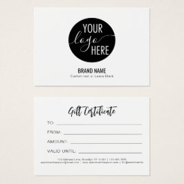 Minimalist Own Logo Business Gift Certificate