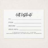 Minimalist Own Logo Business Gift Certificate (裏面)