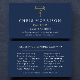 Minimalist Painter Navy Blue Gold Modern 名刺