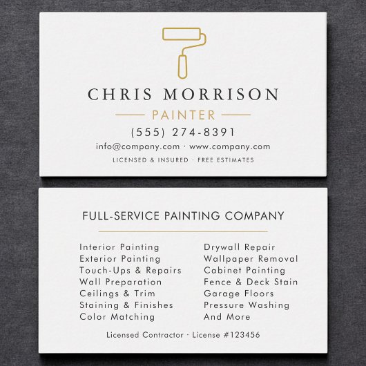 Minimalist Painter White Gold Modern 名刺