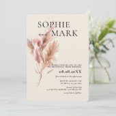 Minimalist Pampas Grass Rustic Boho Mauve Pink 招待状 (スタンド正面)