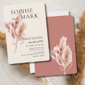 Minimalist Pampas Grass Rustic Boho Mauve Pink 招待状
