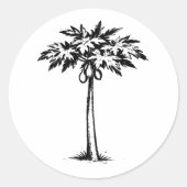 Minimalist Papaya Tree Ink Brushstroke Art on ラウンドシール (正面)