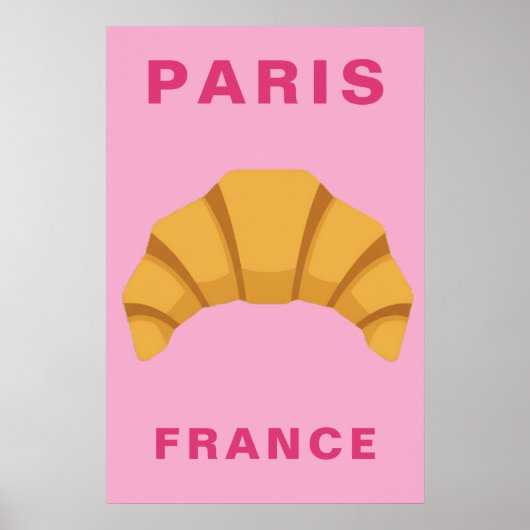 Minimalist Paris France Croissant French Bakery ポスター (正面)