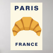 Minimalist Paris France Croissant French Bakery ポスター (正面)