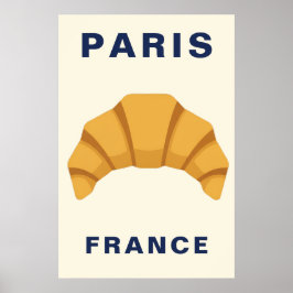 Minimalist Paris France Croissant French Bakery ポスター