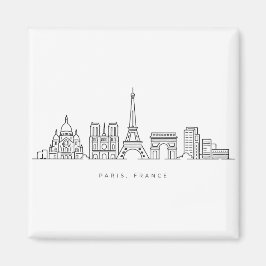 Minimalist Paris France Skyline Line Art マグネット