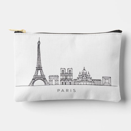 Minimalist Paris Skyline Line Art アクセサリーポーチ (正面)