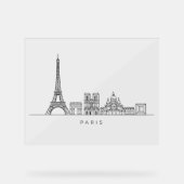 Minimalist Paris Skyline Line Art アクリルサイン (正面)