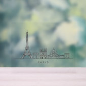 Minimalist Paris Skyline Line Art アクリルサイン (ニュートラル)