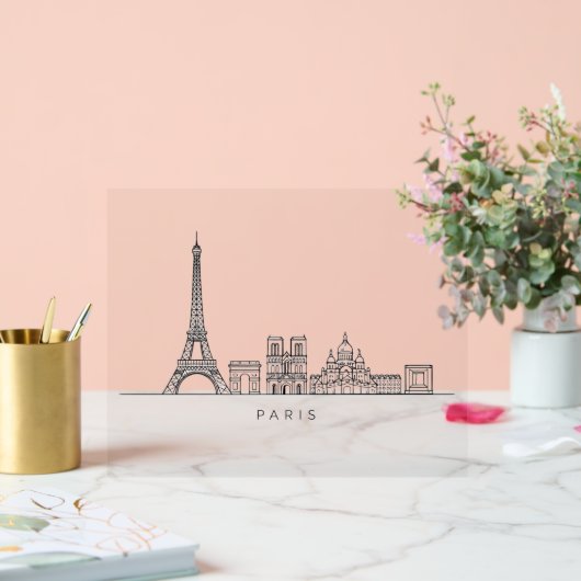 Minimalist Paris Skyline Line Art アクリルサイン (ウェディング)