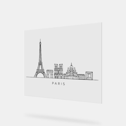 Minimalist Paris Skyline Line Art アクリルサイン (傾斜)