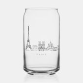 Minimalist Paris Skyline Line Art ガラス缶 (裏面)
