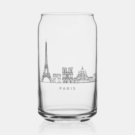 Minimalist Paris Skyline Line Art ガラス缶 (裏面)