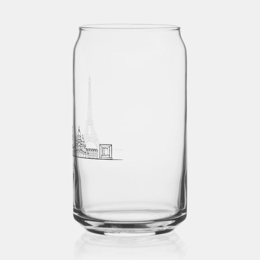 Minimalist Paris Skyline Line Art ガラス缶 (右)