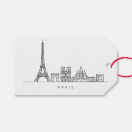 Minimalist Paris Skyline Line Art ギフトタグ