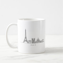 Minimalist Paris Skyline Line Art コーヒーマグカップ
