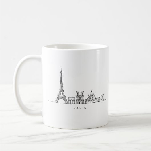 Minimalist Paris Skyline Line Art コーヒーマグカップ (左)