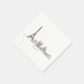 Minimalist Paris Skyline Line Art スタンダードカクテルナプキン (角)