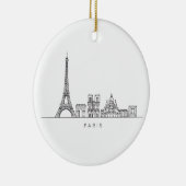 Minimalist Paris Skyline Line Art セラミックオーナメント (右)