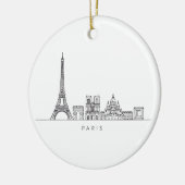 Minimalist Paris Skyline Line Art セラミックオーナメント (左)