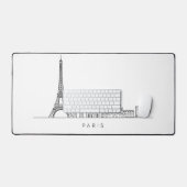 Minimalist Paris Skyline Line Art デスクマット (キーボード&マウス)