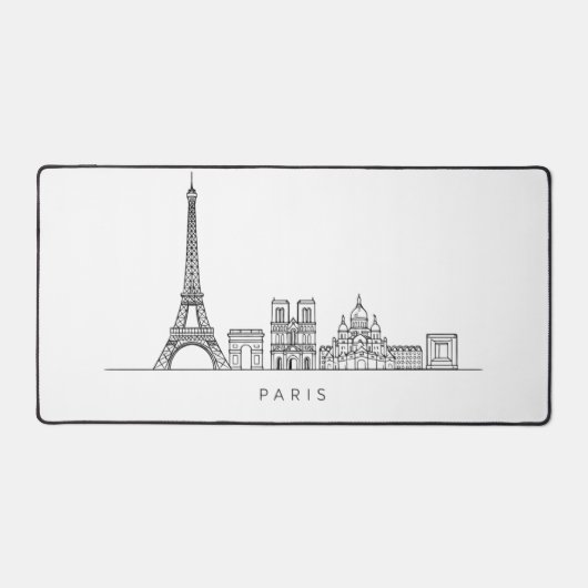 Minimalist Paris Skyline Line Art デスクマット (正面)