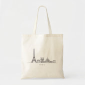 Minimalist Paris Skyline Line Art トートバッグ (正面)