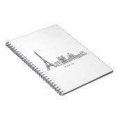Minimalist Paris Skyline Line Art ノートブック (右側)