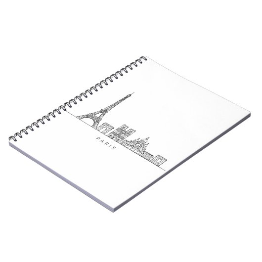 Minimalist Paris Skyline Line Art ノートブック (左側)