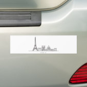 Minimalist Paris Skyline Line Art バンパーステッカー (車上)