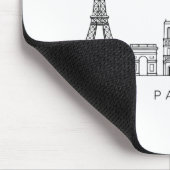 Minimalist Paris Skyline Line Art マウスパッド (コーナー)