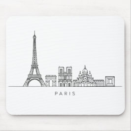 Minimalist Paris Skyline Line Art マウスパッド