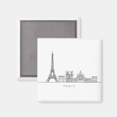 Minimalist Paris Skyline Line Art マグネット (正面/裏面)