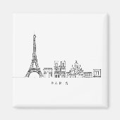 Minimalist Paris Skyline Line Art マグネット (正面)